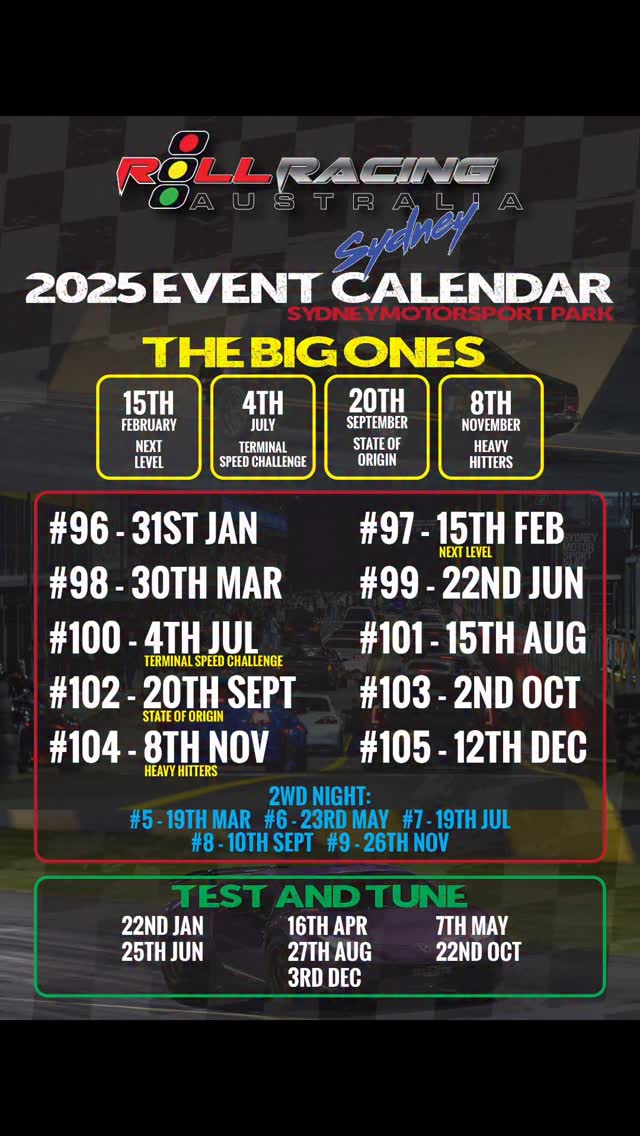 2025 Event Calendar — spectator event in Sydney, NSW on Friday 4 July 2025