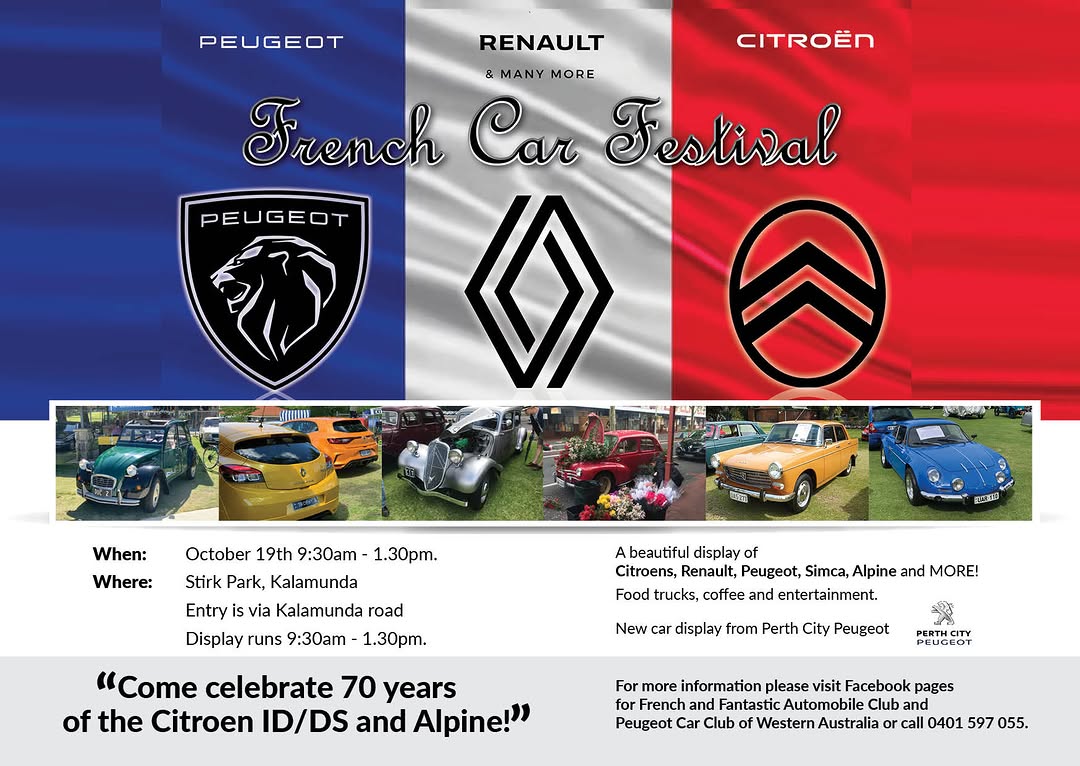 French Car Festival — car meet in Perth, WA on Sunday 19 October 2025