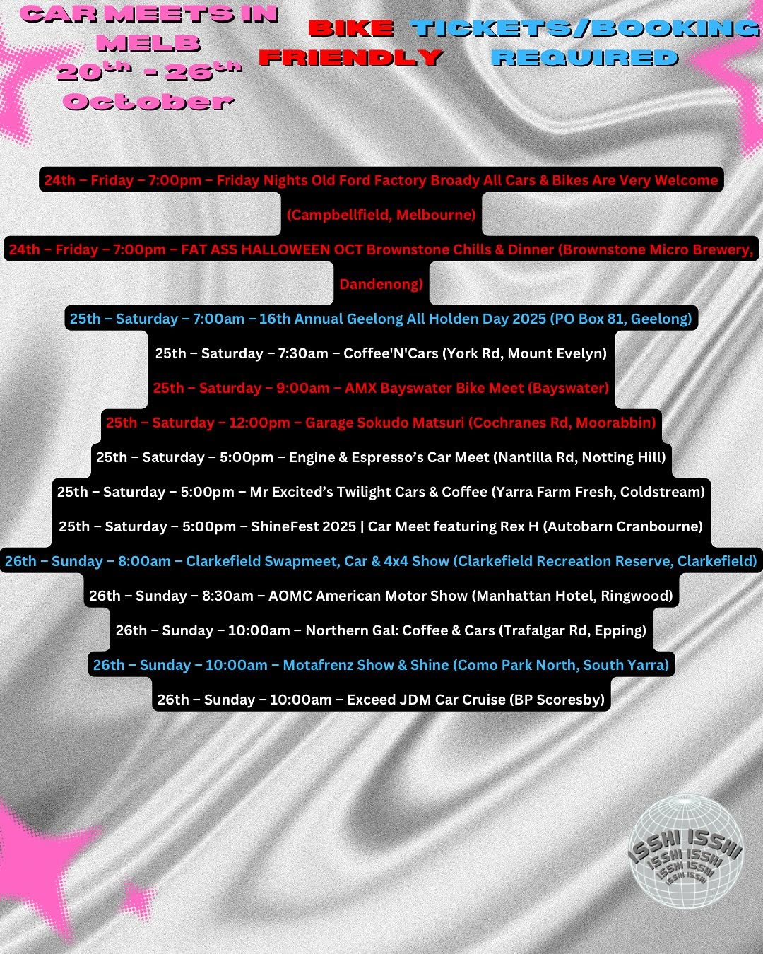 Car Meets in Melb: 20th - 26th October — car meet in Melbourne, VIC on Friday 24 October 2025