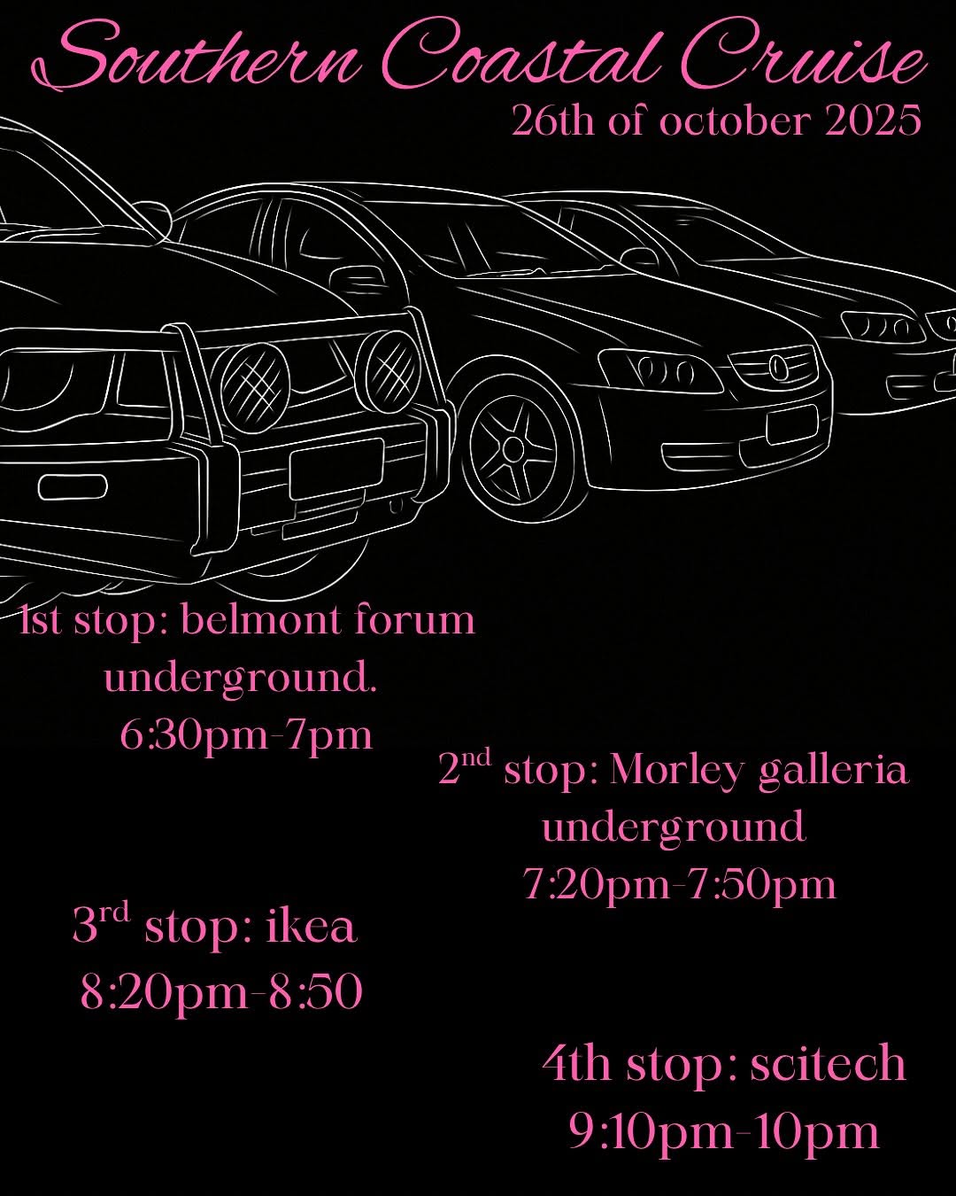 Southern Coastal Cruise — car meet in Perth, WA on Sunday 26 October 2025
