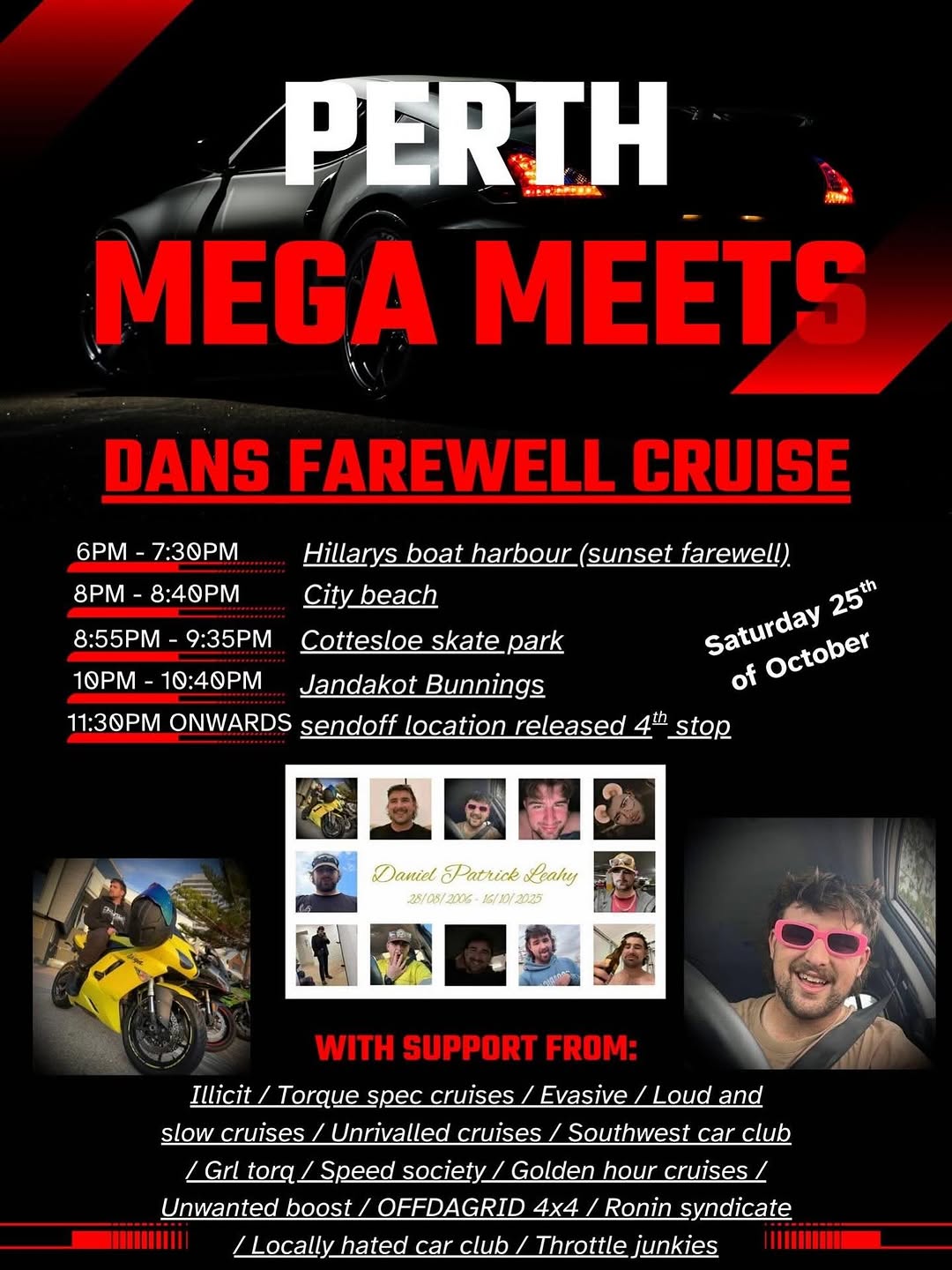 Dans Farewell Cruise — car meet in Perth, WA on Saturday 25 October 2025