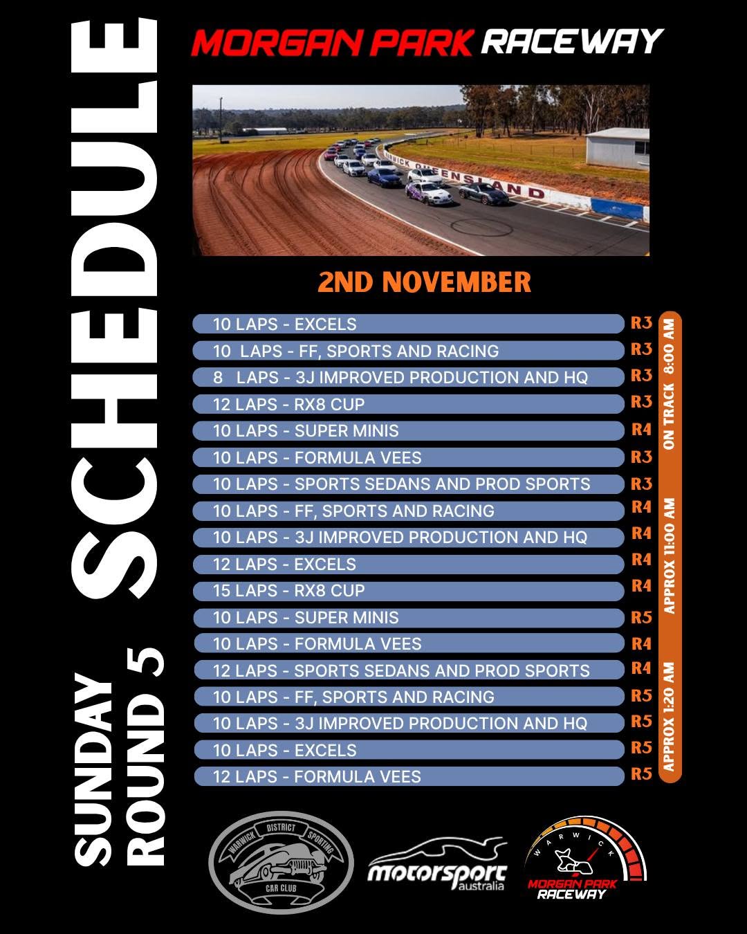 Sunday Round 5 — track day in Toowoomba, QLD on Sunday 2 November 2025