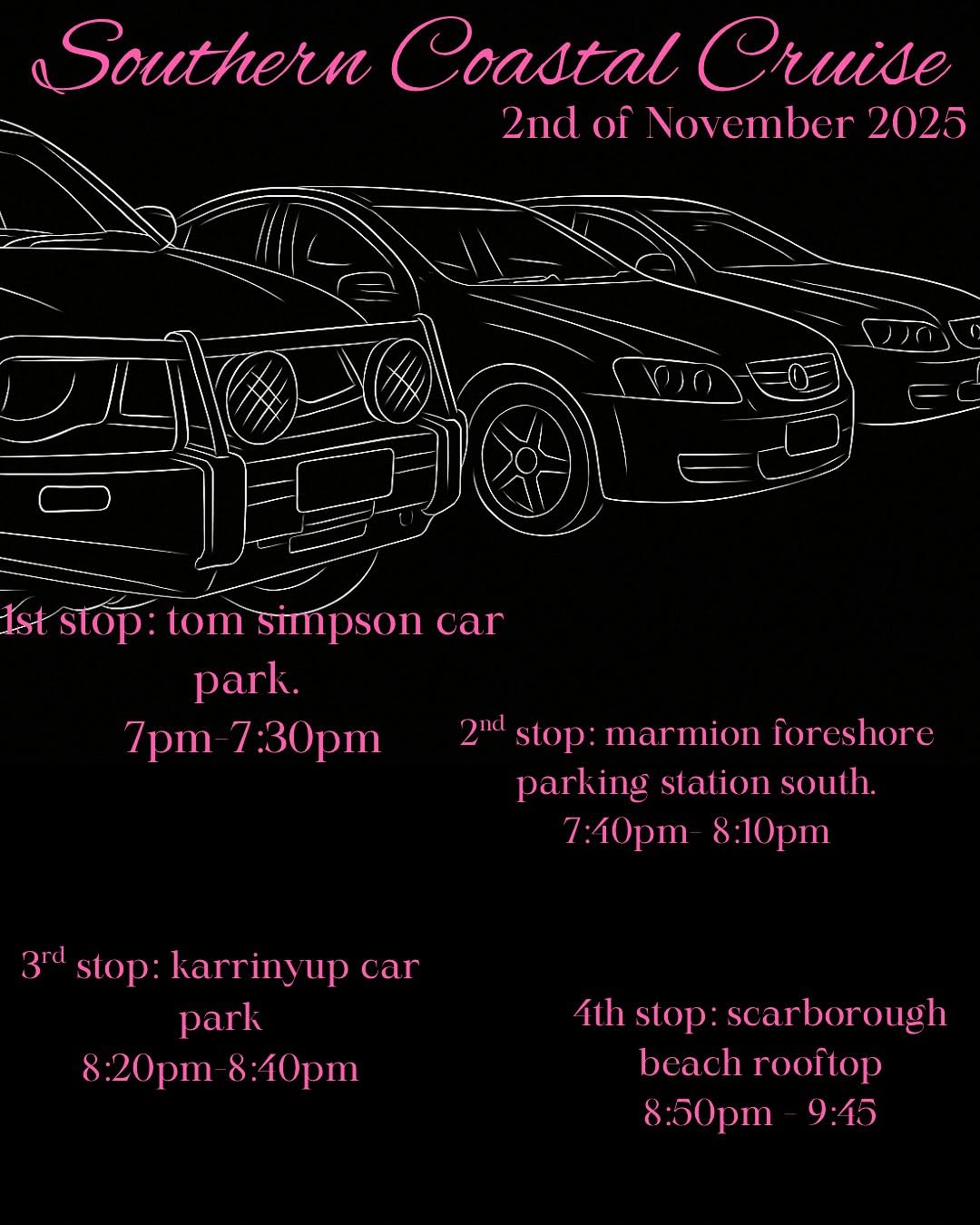Southern Coastal Cruise — car meet in Perth, WA on Sunday 2 November 2025