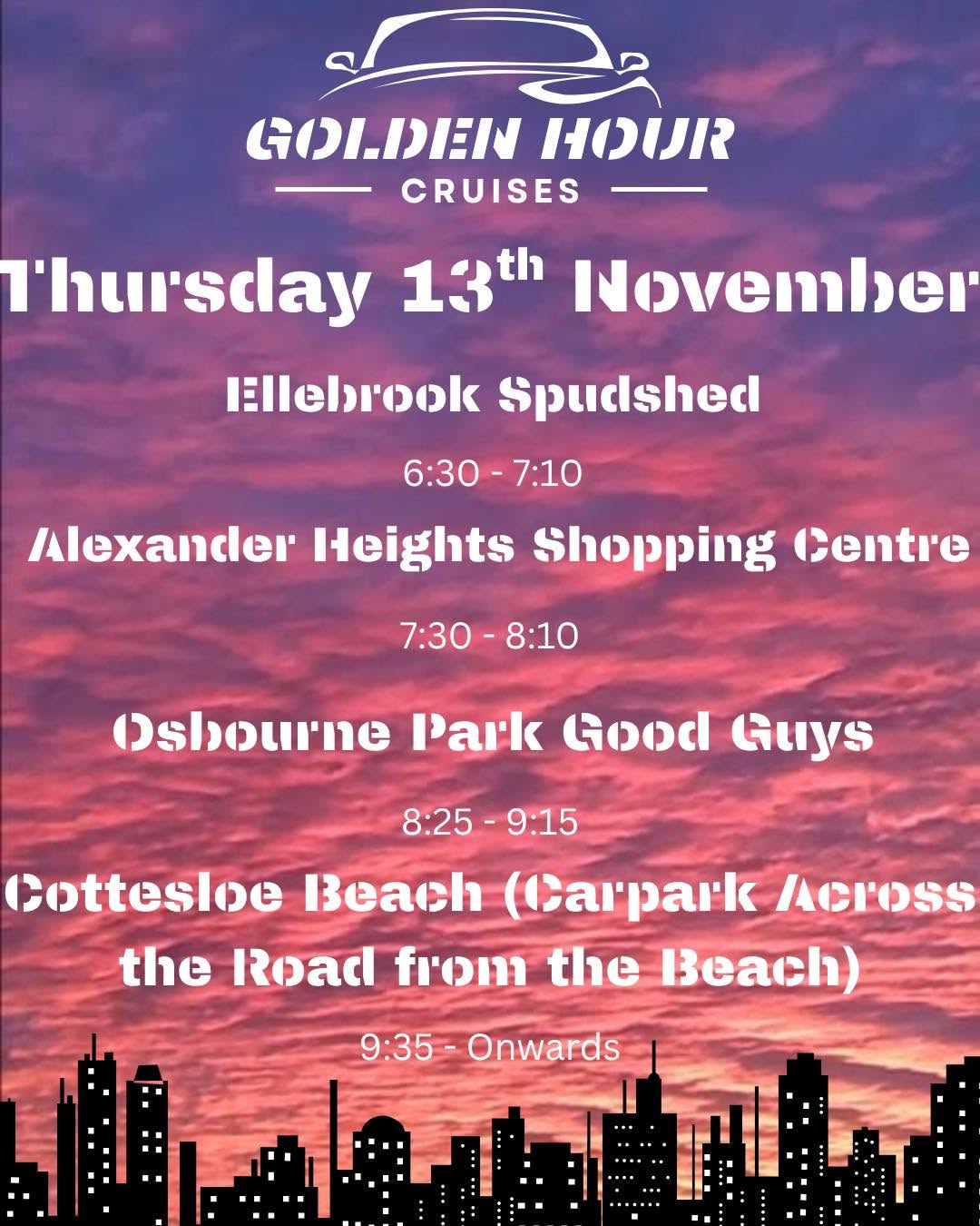 Thursday Night Cruise — car meet in Perth, WA on Thursday 13 November 2025