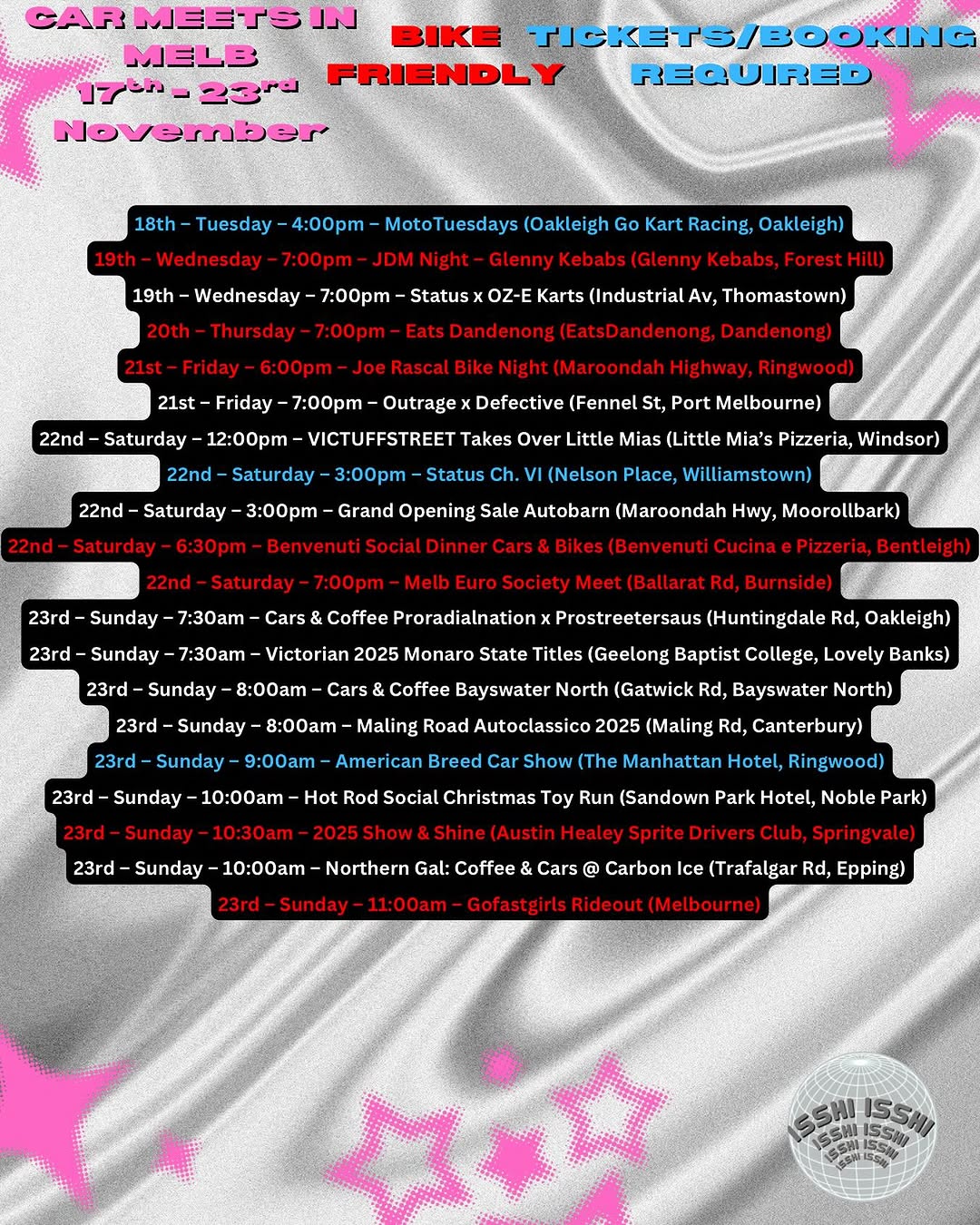 Status Week: Car Meets in Melb — car meet in Melbourne, VIC on Tuesday 18 November 2025