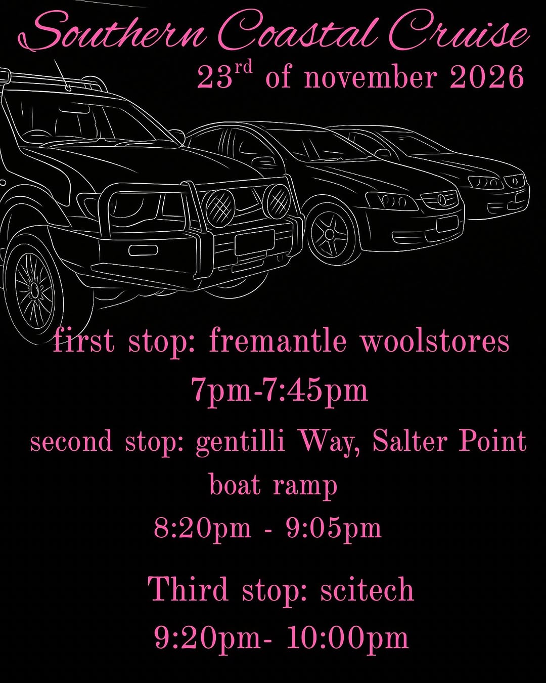 Southern Coastal Cruise — car meet in Perth, WA on Sunday 23 November 2025