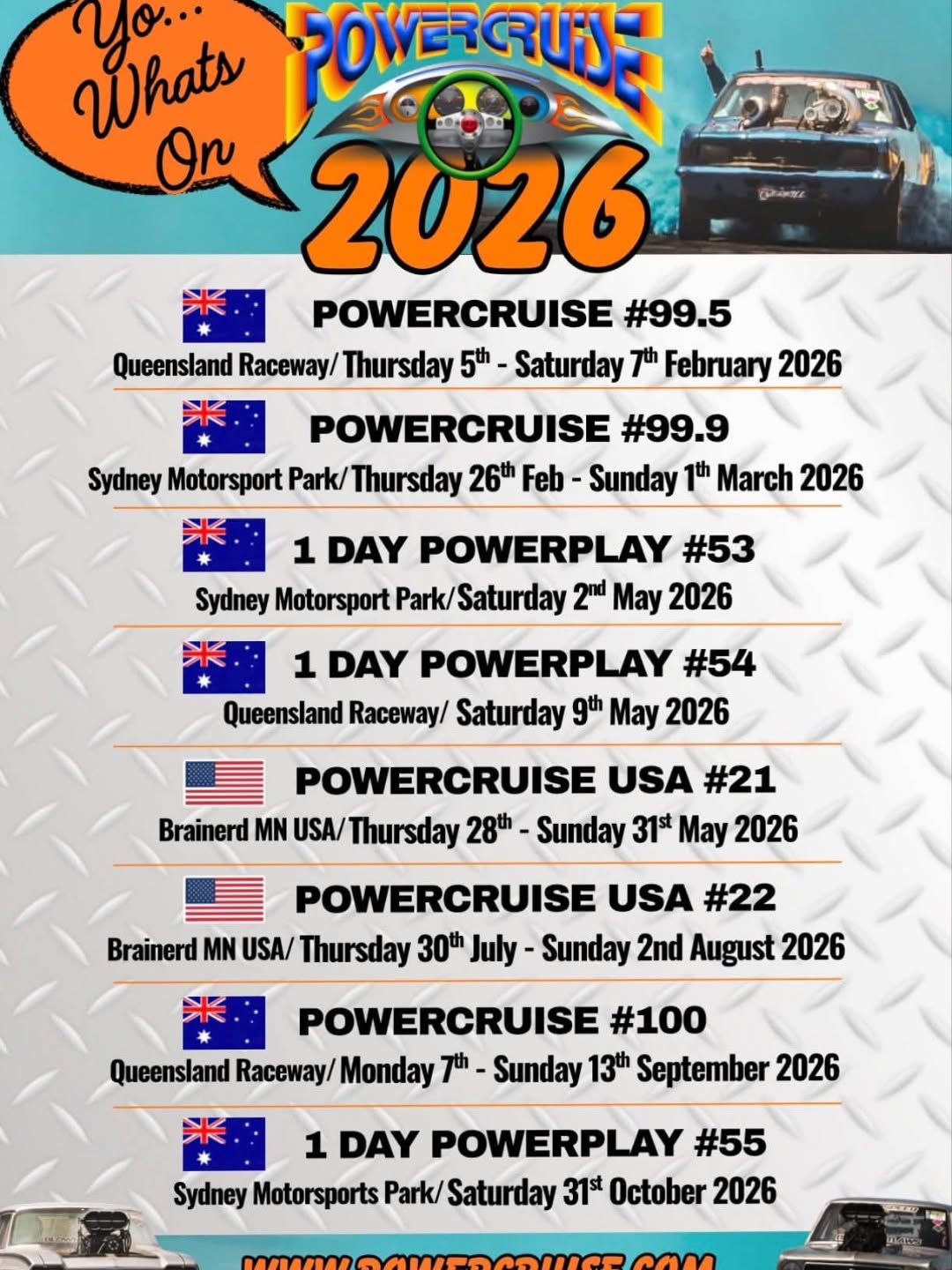 Powercruise 2026 Calendar — car meet in Sydney, NSW on Thursday 5 February 2026