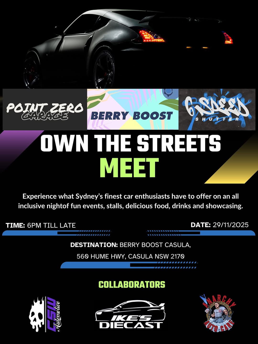Own The Streets Meet — car meet in Sydney, NSW on Saturday 29 November 2025