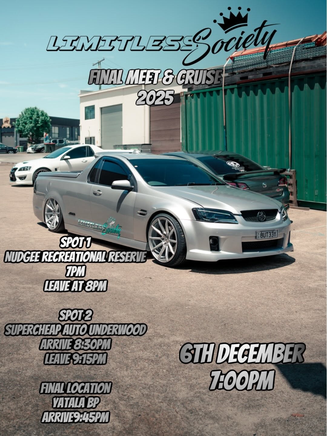 Final Meet & Cruise 2025 — car meet in Brisbane, QLD on Saturday 6 December 2025