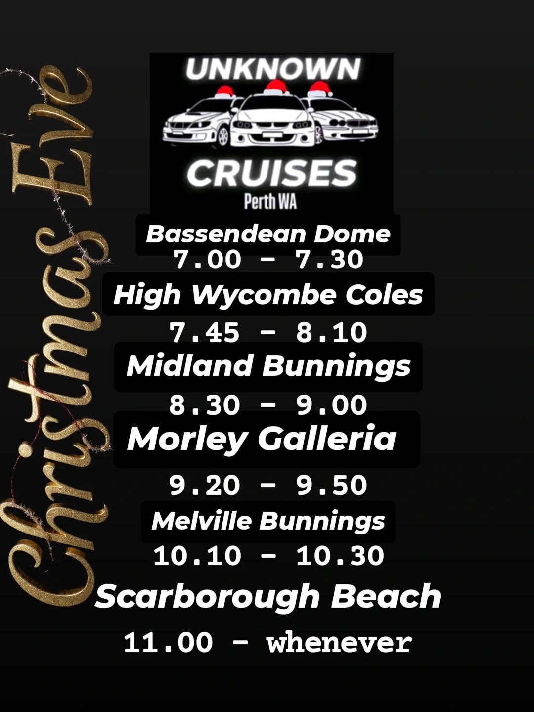 Christmas Eve Cruise — car meet in Perth, WA on Wednesday 24 December 2025