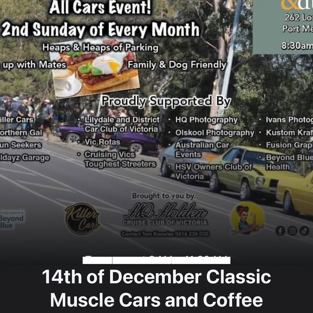 Classic Muscle Cars and Coffee — car meet in Melbourne, VIC on Sunday 14 December 2025