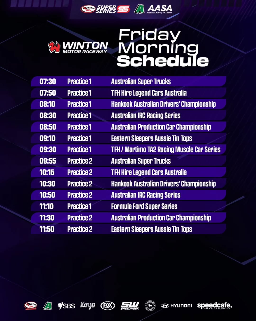 Hi-Tec Super Series - Winton Wrap — spectator event in Melbourne, VIC on Friday 31 October 2025