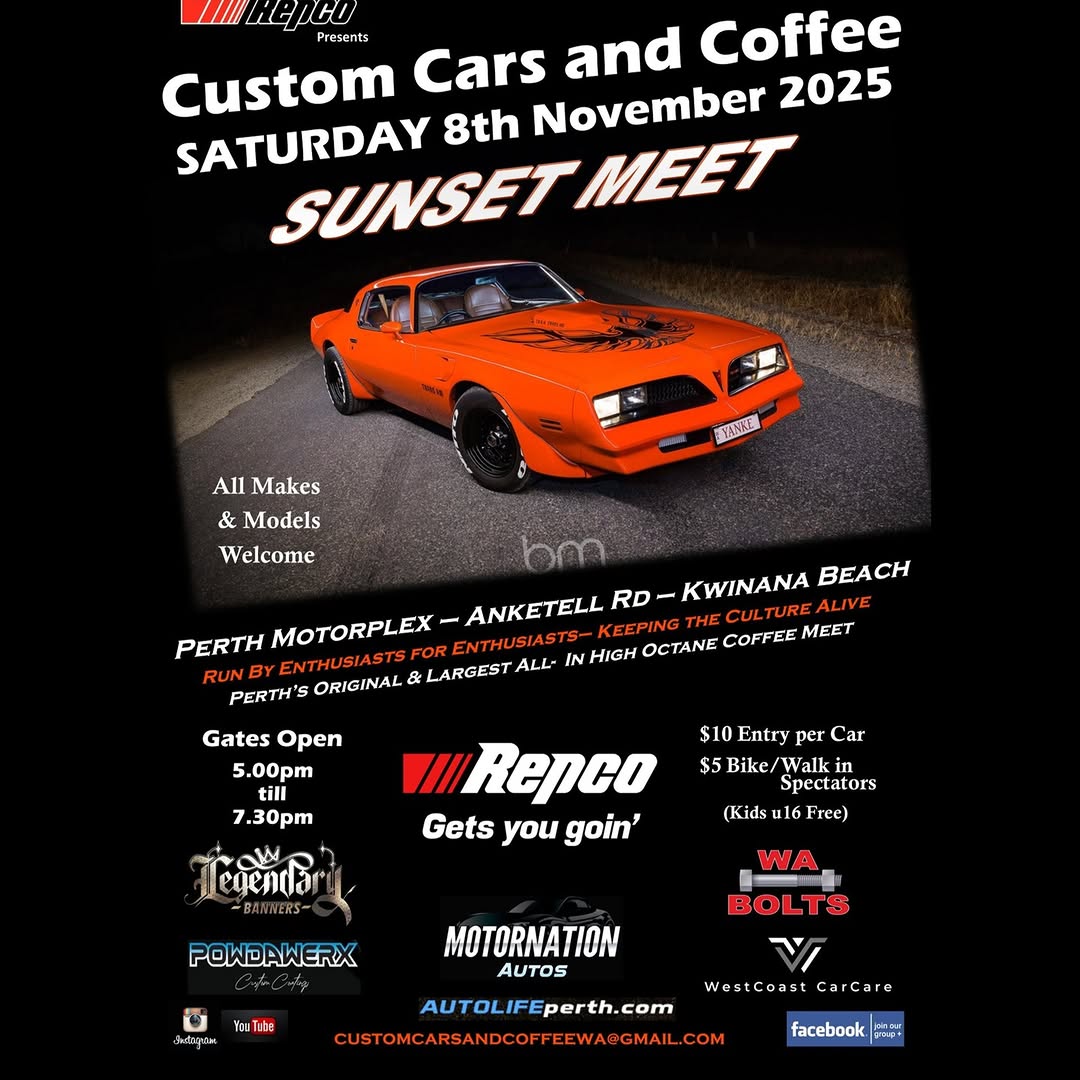 Custom Cars and Coffee - Sunset Meet — car meet in Perth, WA on Saturday 8 November 2025