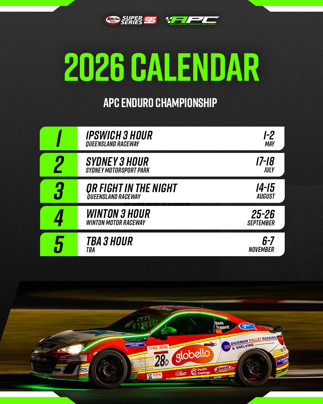 APC Enduro Championship 2026 Calendar — Muscle spectator event in Brisbane, QLD on Friday 1 May 2026