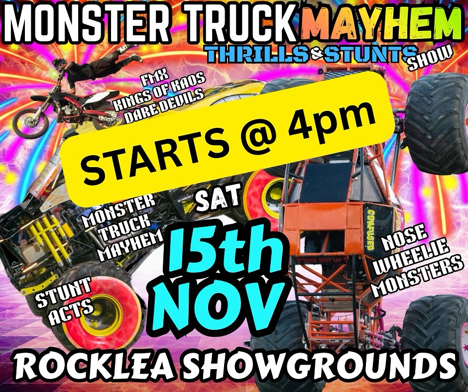 Monster Truck Mayhem Thrills & Stunts Show — spectator event in Brisbane, QLD on Saturday 15 November 2025