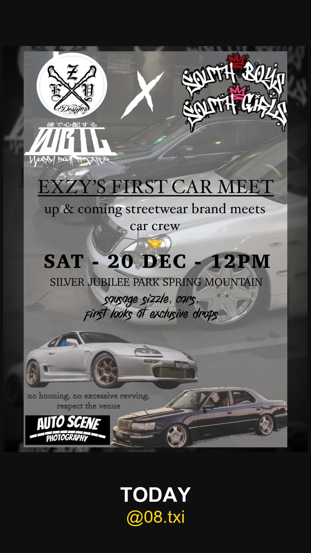 Exzy's First Car Meet — car meet in Brisbane, QLD on Saturday 20 December 2025