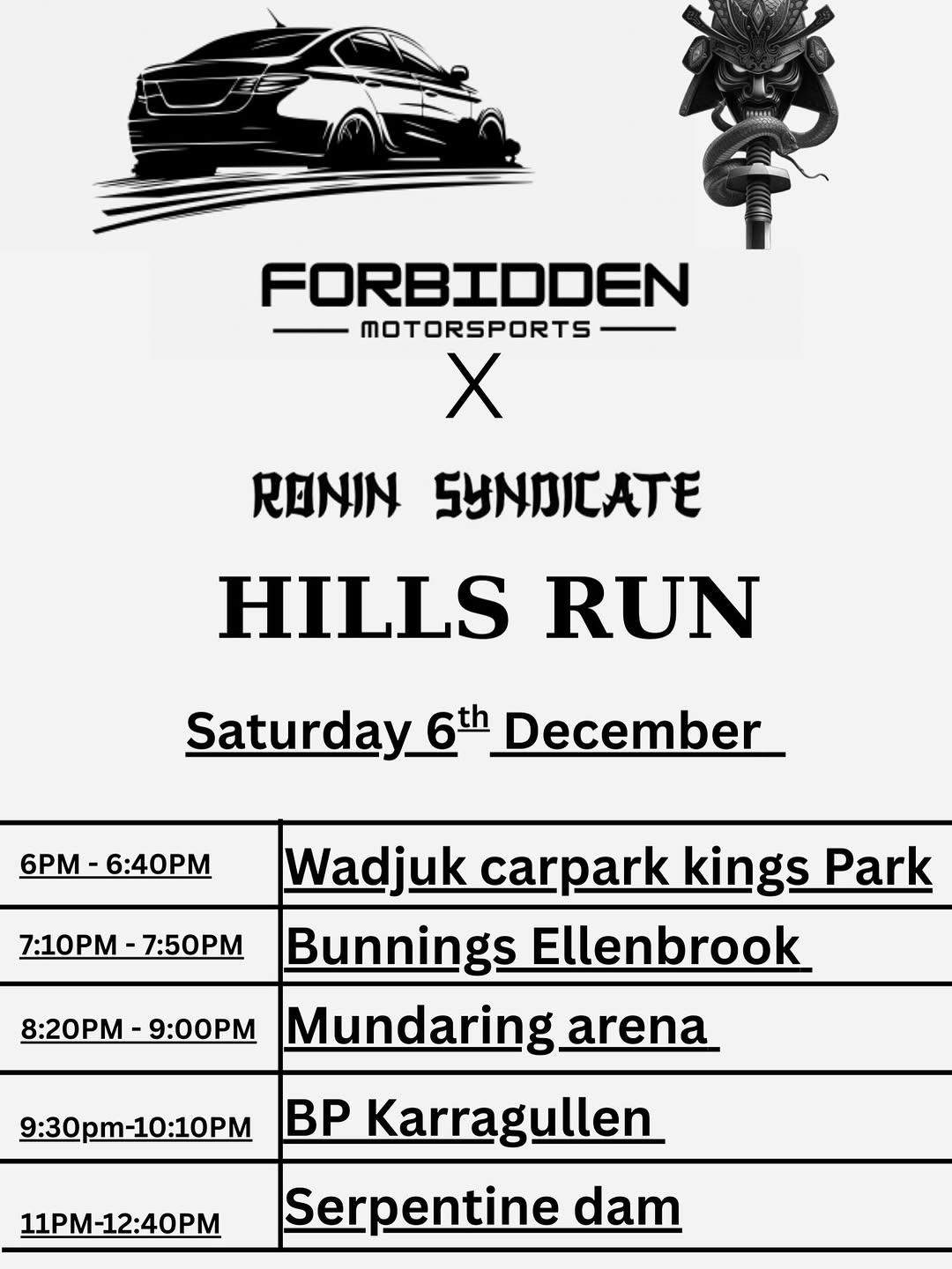 Hills Run — car meet in Perth, WA on Saturday 6 December 2025
