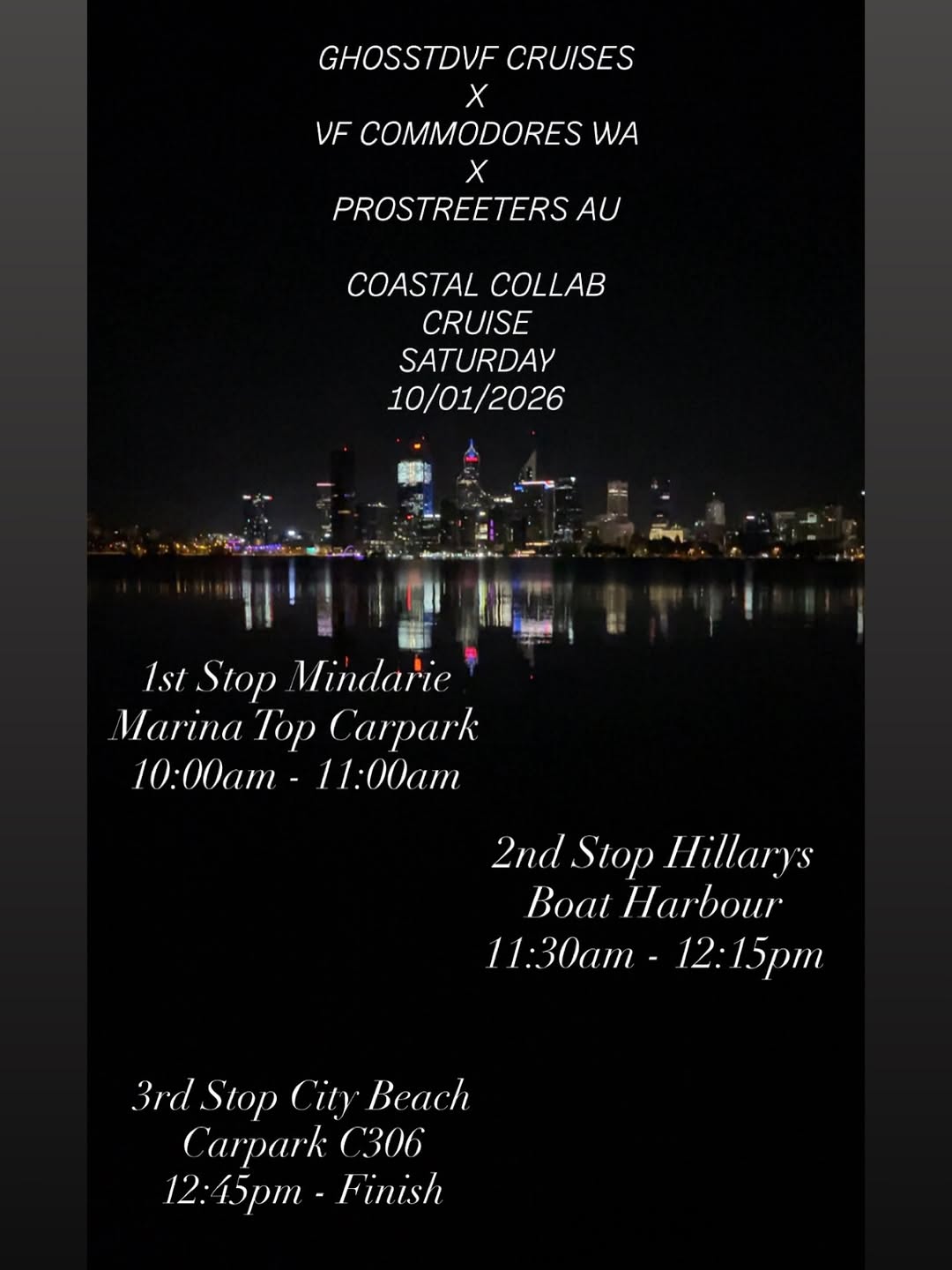Coastal Collab Cruise — car meet in Perth, WA on Saturday 10 January 2026