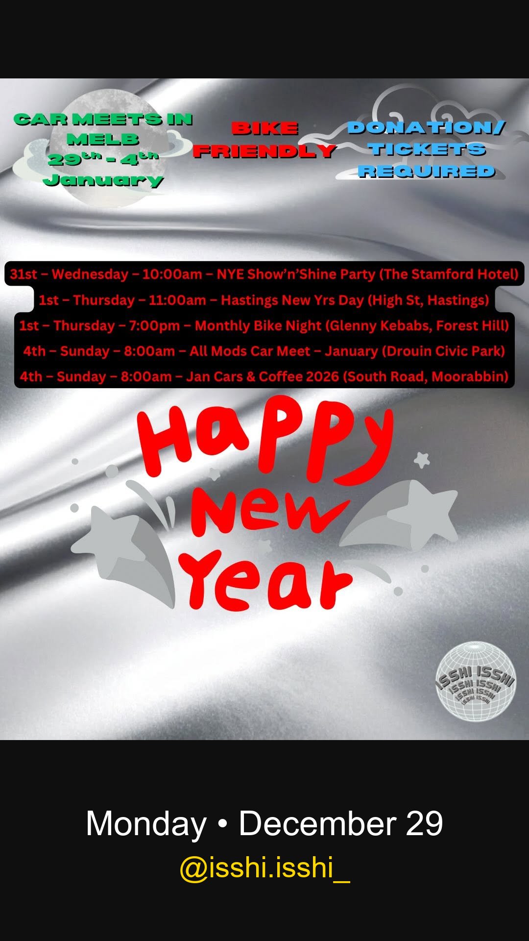 Car Meets in Melb — car meet in Melbourne, VIC on Monday 29 December 2025