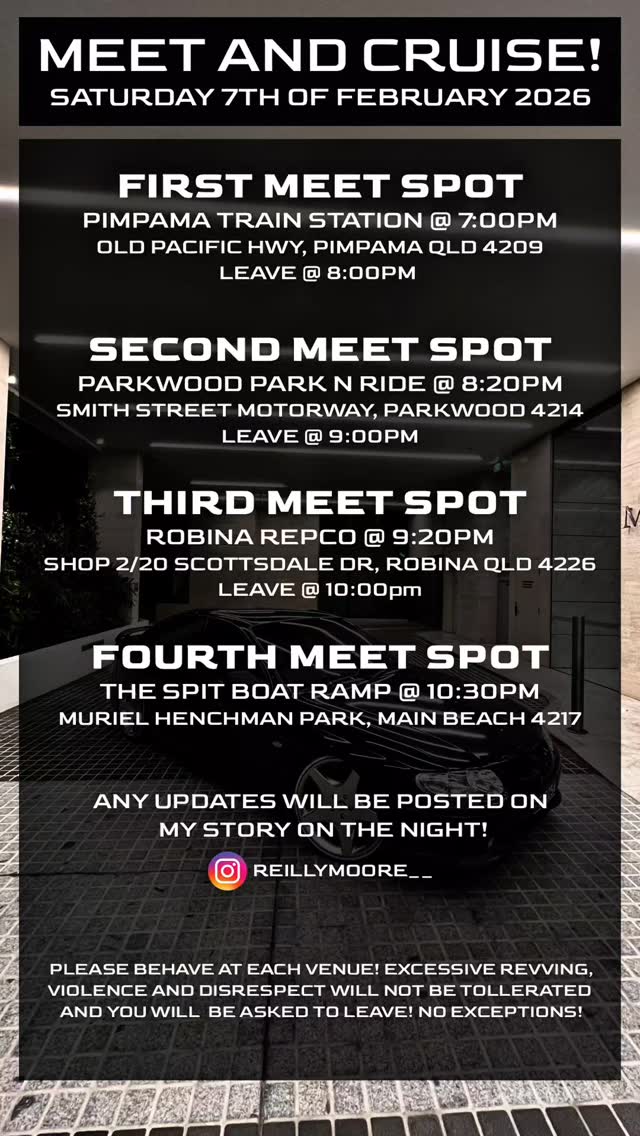 Meet and Cruise — car meet in Gold Coast, QLD on Saturday 7 February 2026