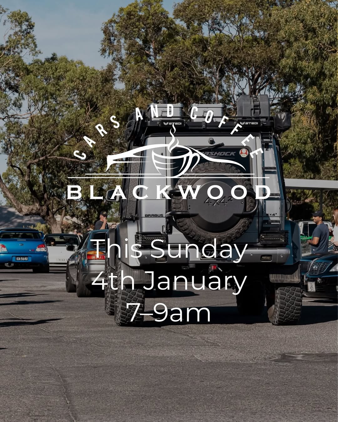 Cars and Coffee Blackwood — car meet in Adelaide, SA on Sunday 4 January 2026