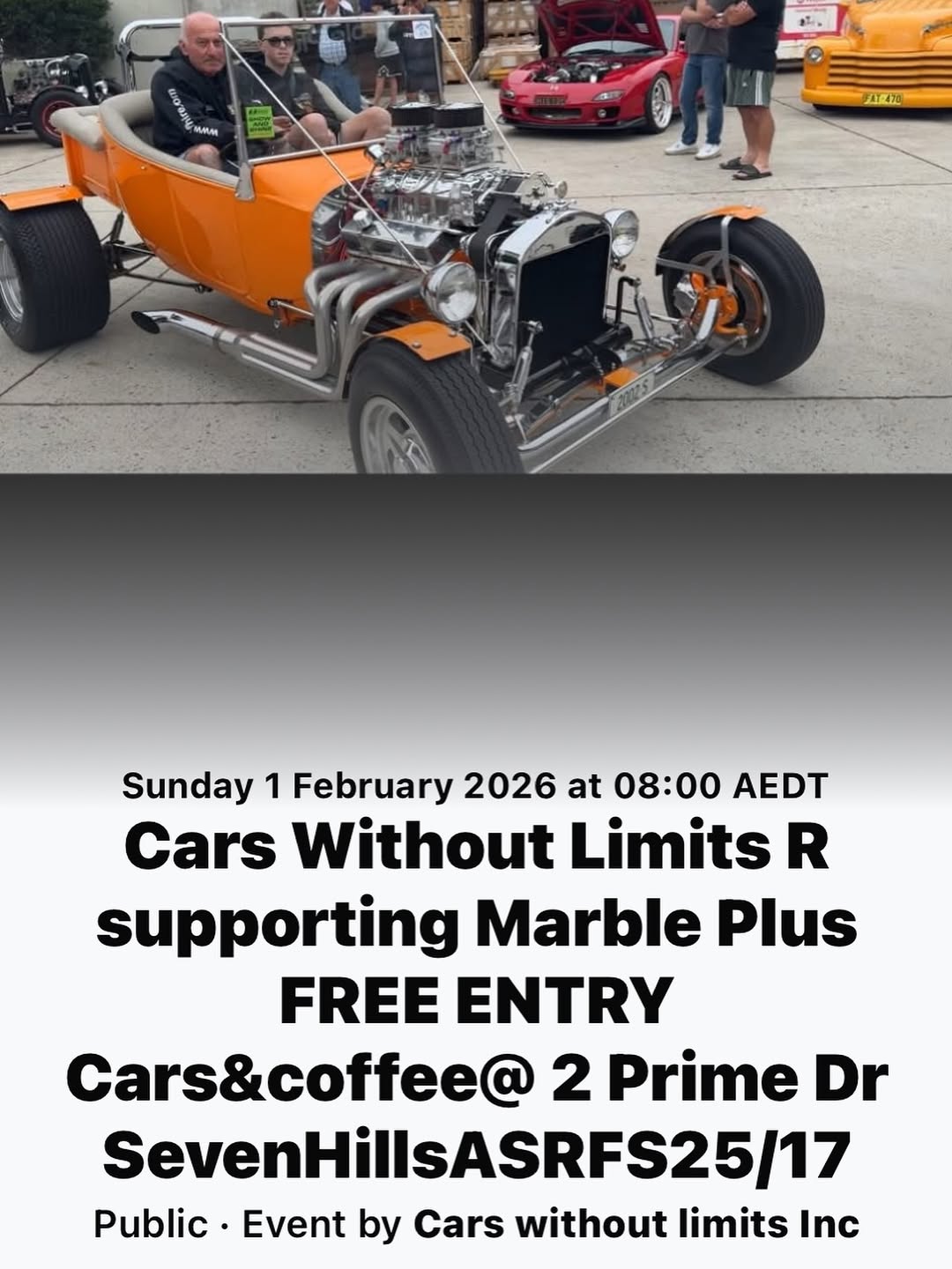 Cars Without Limits R supporting Marble Plus — Classic/Muscle car meet in Sydney, NSW on Sunday 1 February 2026