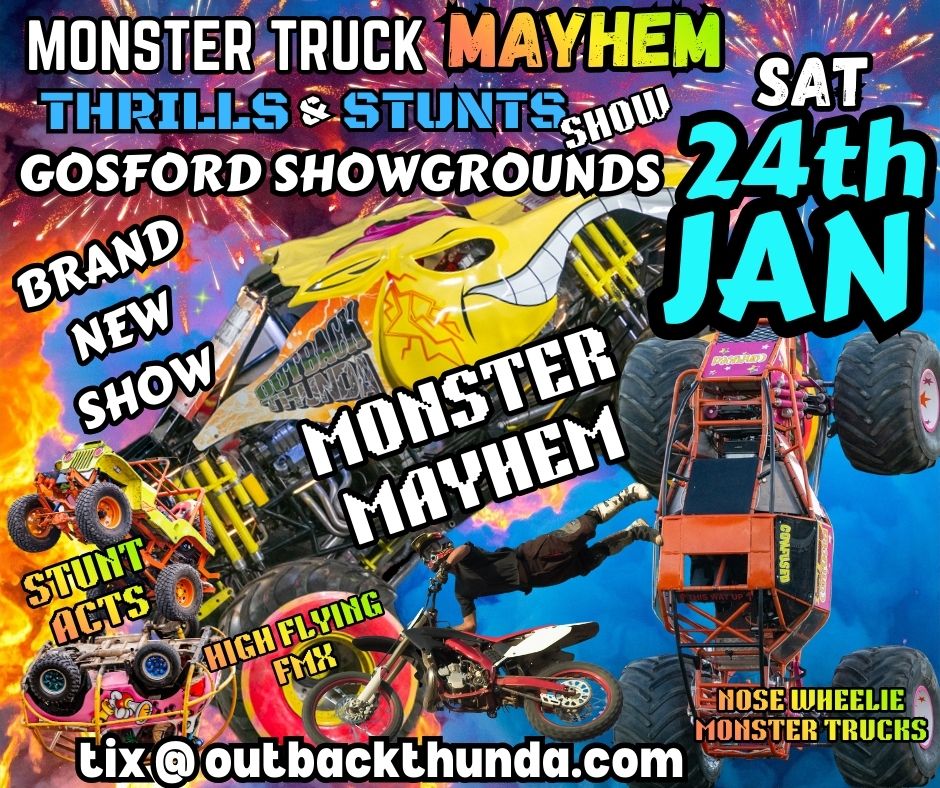 Monster Truck Mayhem Thrills & Stunts Show — 4x4 spectator event in Sydney, NSW on Saturday 24 January 2026
