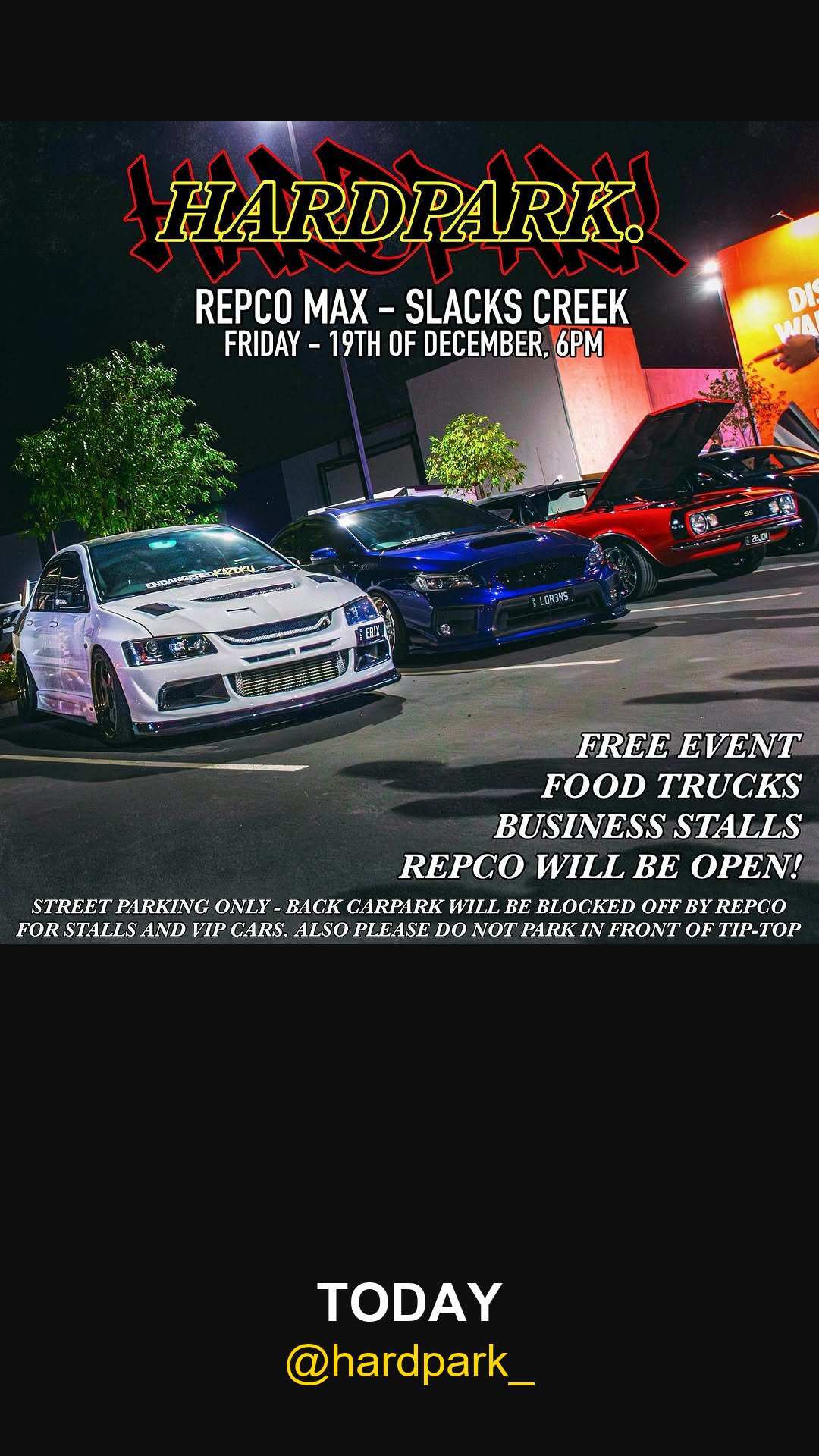 Hardpark at Repco Max — car meet in Brisbane, QLD on Friday 19 December 2025