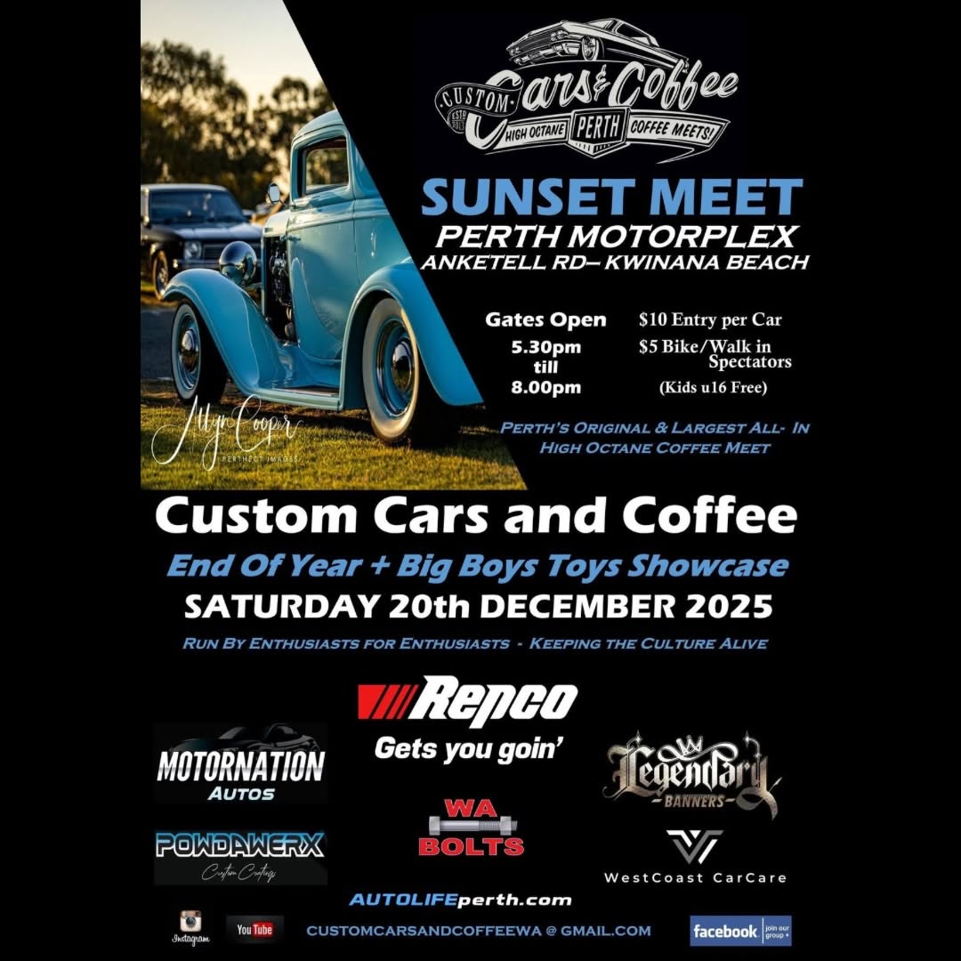 Sunset Meet — car meet in Perth, WA on Saturday 20 December 2025
