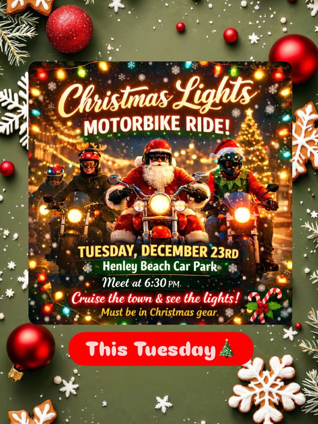 Christmas Lights Motorbike Ride — car meet in Adelaide, SA on Tuesday 23 December 2025