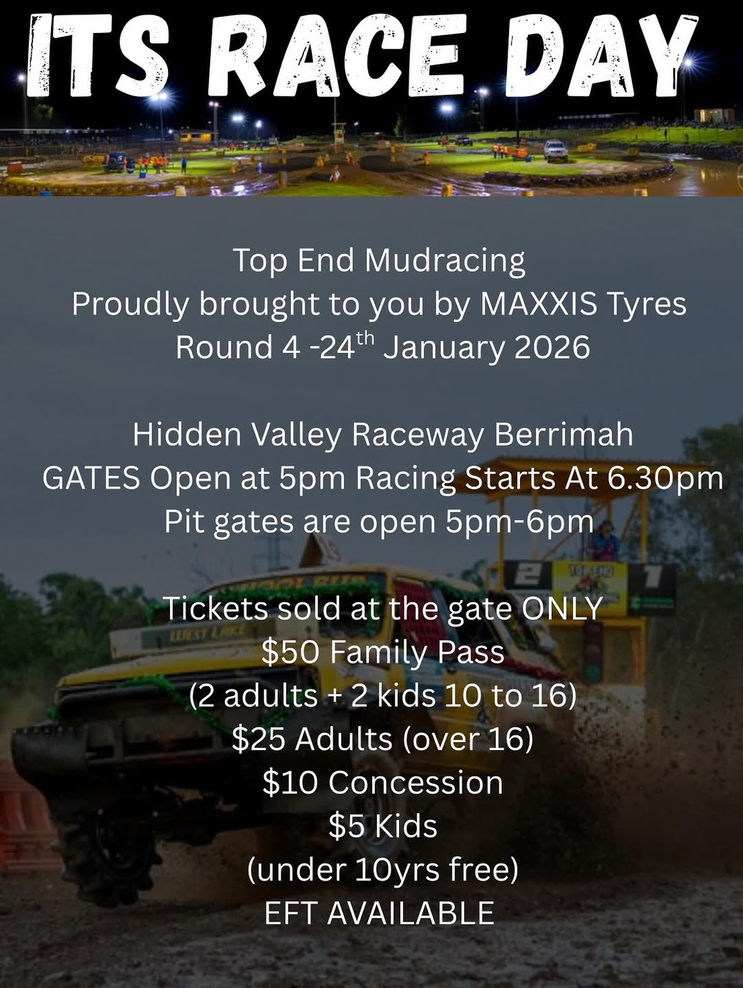 Top End Mudracing Round 4 — 4x4 spectator event in Darwin, NT on Saturday 24 January 2026