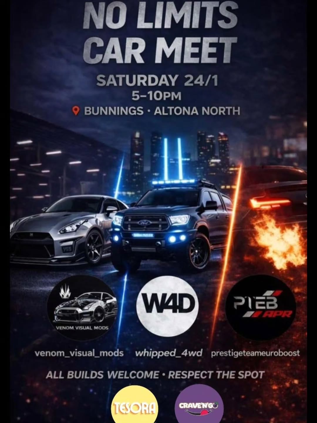 NO LIMITS CAR MEET — car meet in Melbourne, VIC on Saturday 24 January 2026