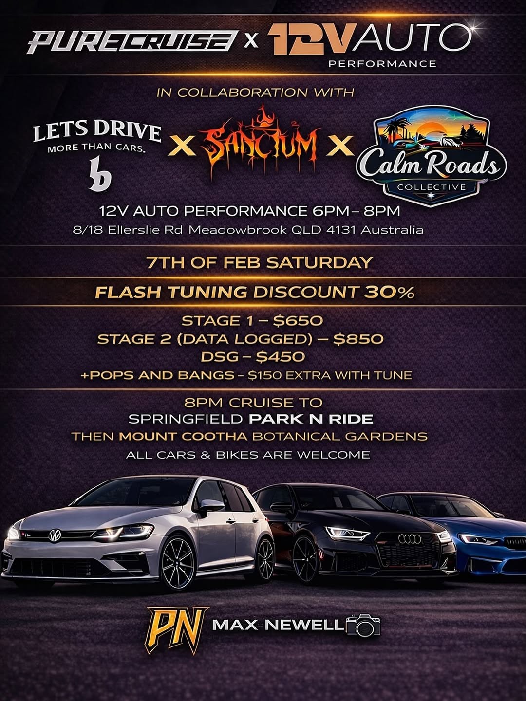 Purecruise x 12V Auto Performance Meet & Cruise — Euro car meet in Brisbane, QLD on Saturday 7 February 2026
