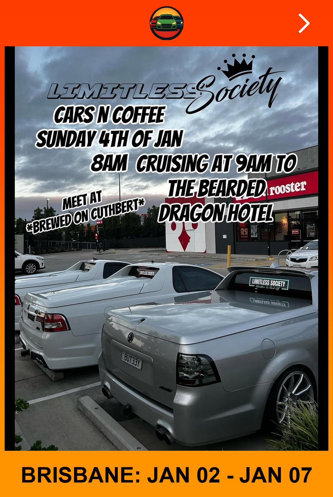 Cars N Coffee — car meet in Brisbane, QLD on Sunday 4 January 2026