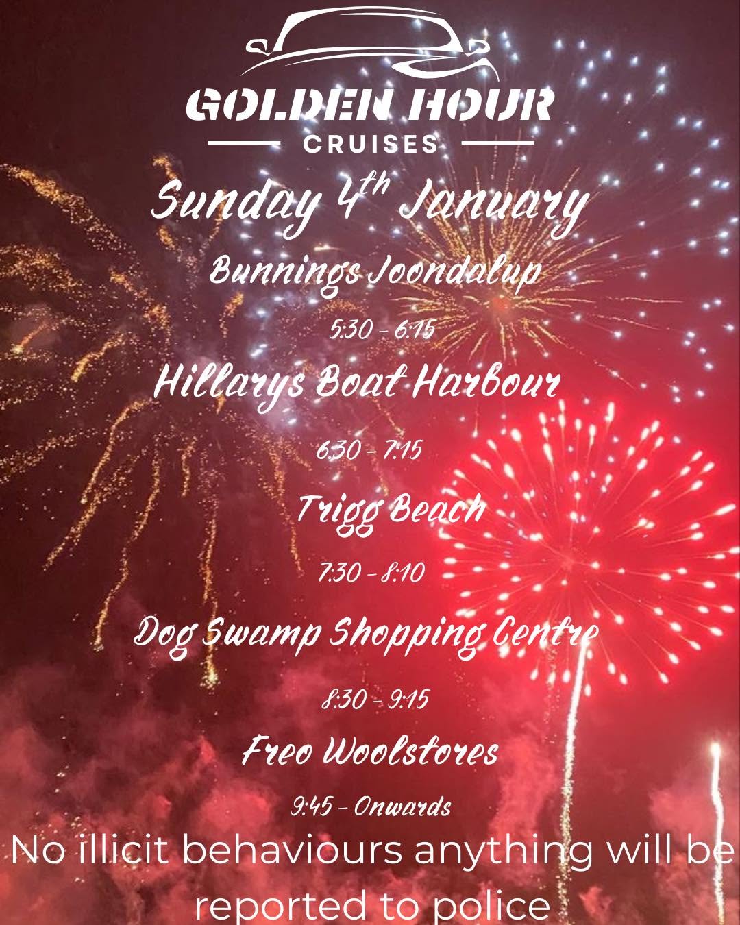 Sunday Night Cruise — JDM car meet in Perth, WA on Sunday 4 January 2026