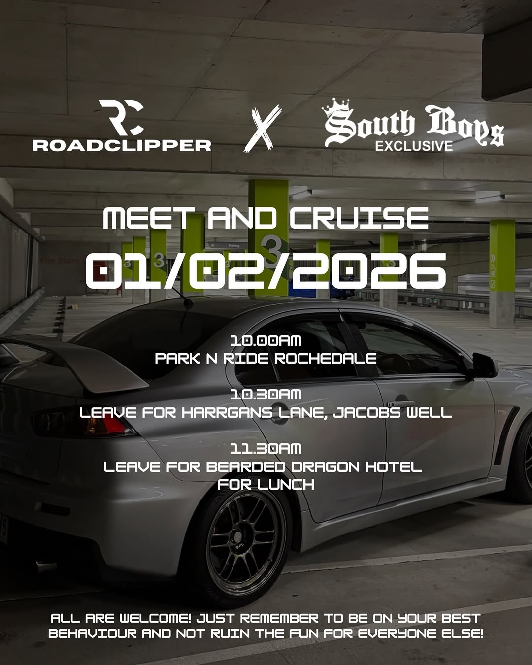 Meet and Cruise — JDM car meet in Brisbane, QLD on Sunday 1 February 2026