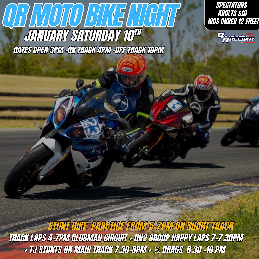 QR Moto Bike Night — track day in Brisbane, QLD on Saturday 10 January 2026