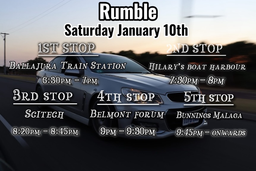 Rumble — car meet in Perth, WA on Saturday 10 January 2026