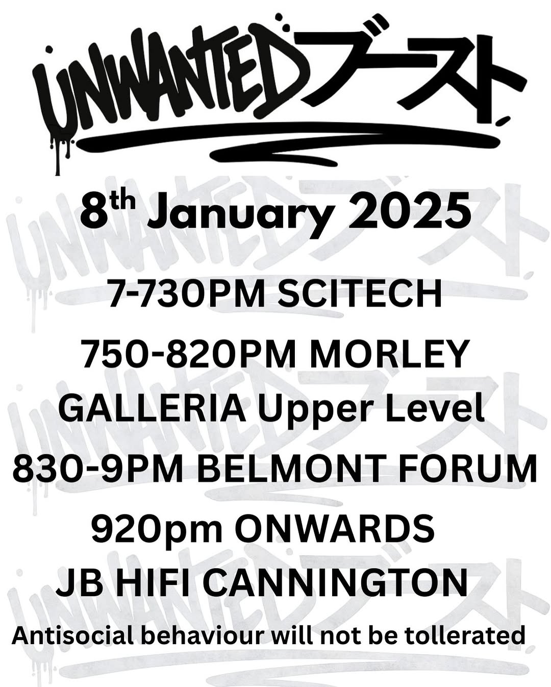 Unwanted Boost Cruise — car meet in Perth, WA on Wednesday 8 January 2025