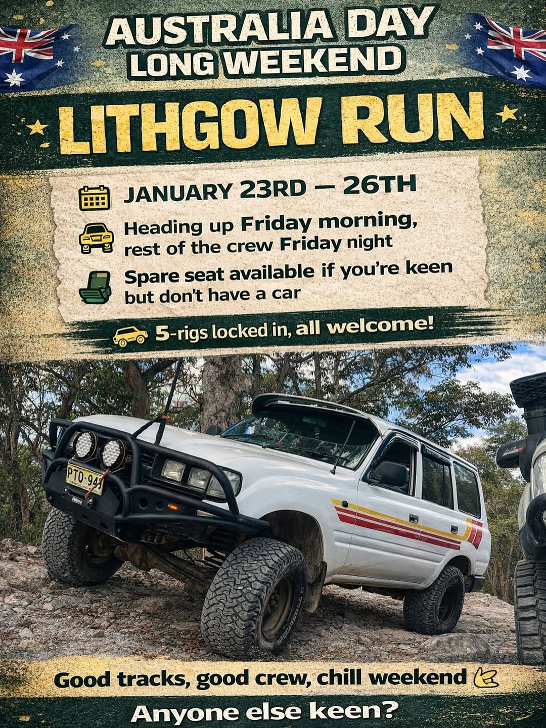 Australia Day Long Weekend Lithgow Run — 4x4 car meet in Sydney, NSW on Friday 23 January 2026