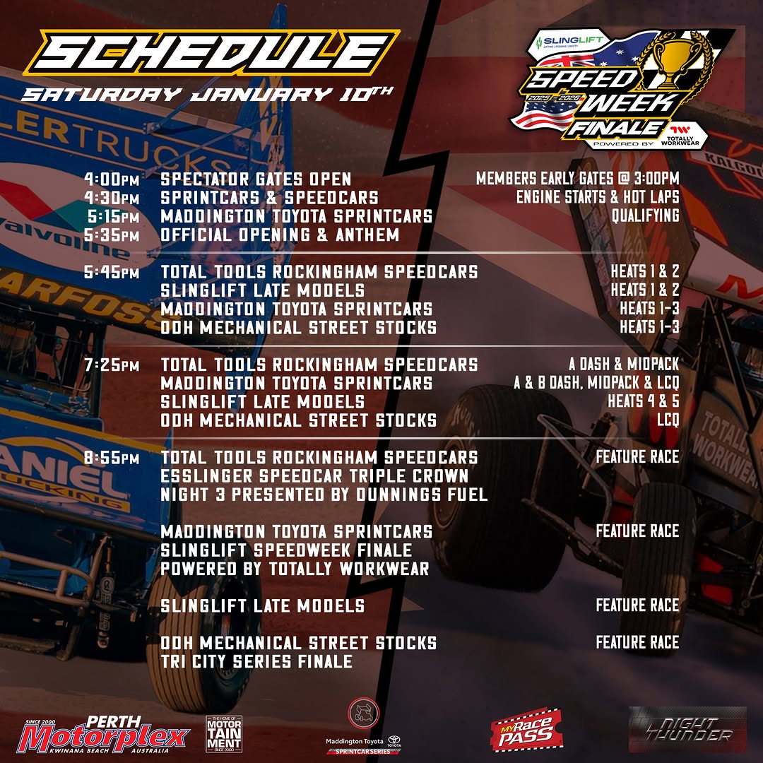 Slinglift USA vs WA Speedweek Finale — spectator event in Perth, WA on Saturday 10 January 2026
