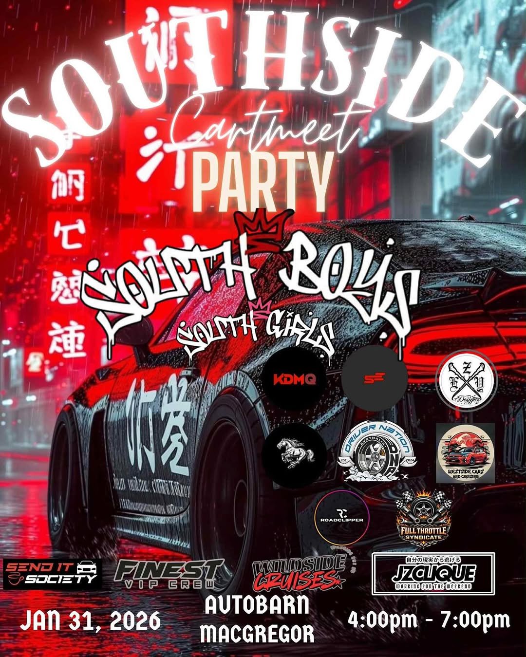 SOUTHSIDE Carmeet PARTY — car meet in Brisbane, QLD on Saturday 31 January 2026