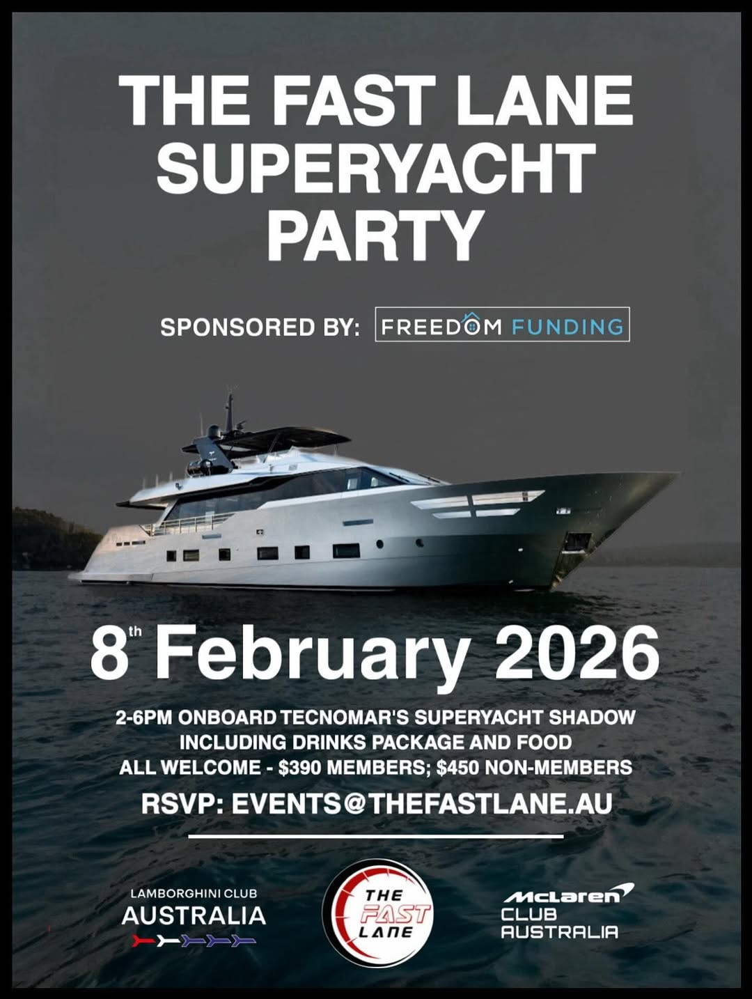 The Fast Lane Superyacht Party — Exotic car meet in Sydney, NSW on Sunday 8 February 2026
