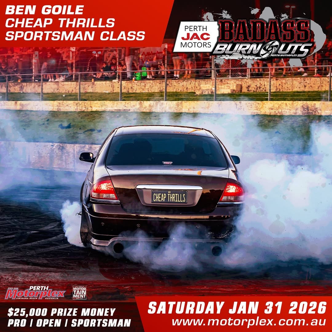Perth JAC Motors BADASS BURNOUTS — Muscle spectator event in Perth, WA on Saturday 31 January 2026