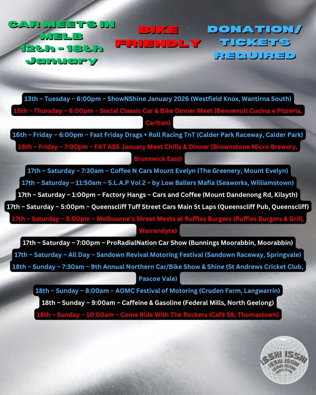 Car Meets in Melb: 12th - 18th January — car meet in Melbourne, VIC on Monday 12 January 2026