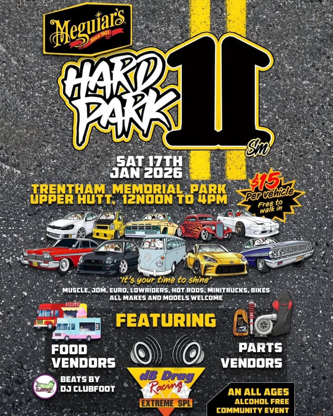 Hard Park 11 — car meet in International on Saturday 17 January 2026