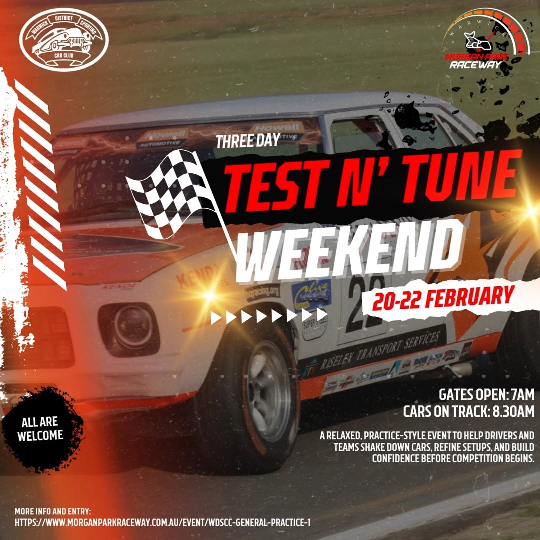 Test N' Tune Weekend — track day in Toowoomba, QLD on Friday 20 February 2026