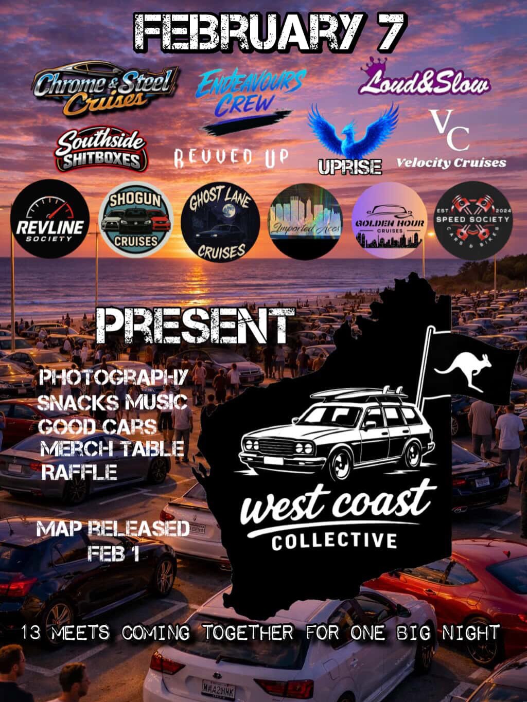 West Coast Collective - 13 Meets One Big Night — car meet in Perth, WA on Saturday 7 February 2026