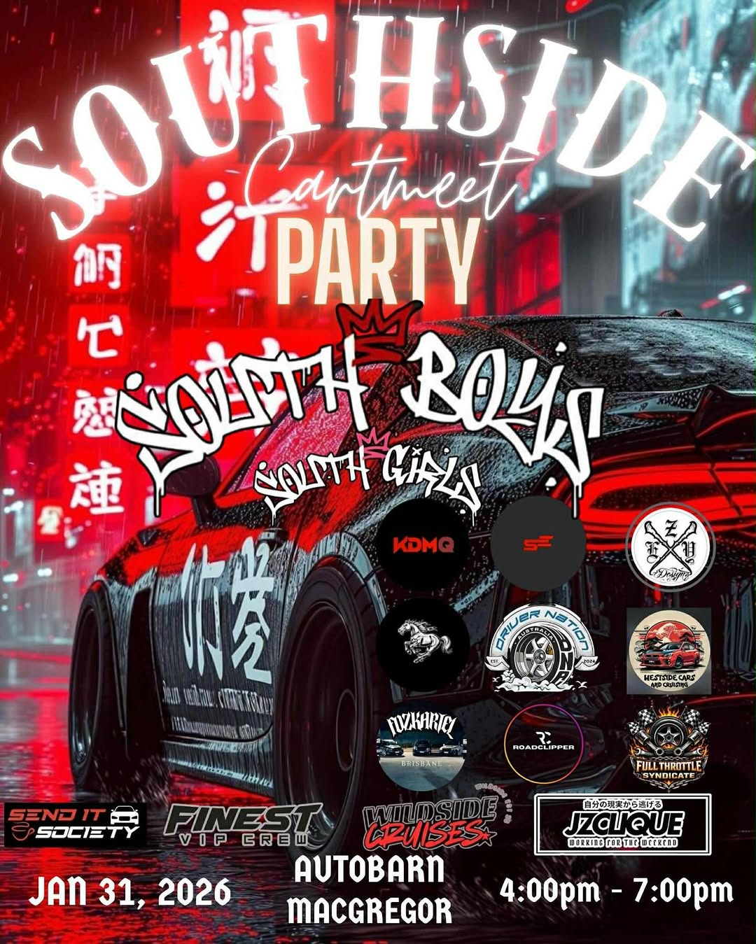 Southside Carmeet Party — car meet in Brisbane, QLD on Saturday 31 January 2026