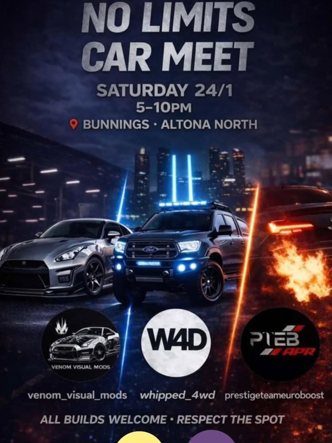 NO LIMITS CAR MEET — car meet in Melbourne, VIC on Saturday 24 January 2026